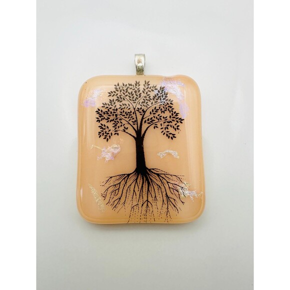 Handmade pretty dichroic glass tree of life pendant - Picture 1 of 5